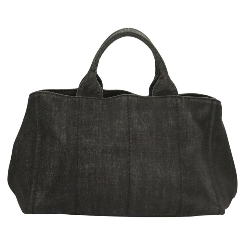 【日本直送】PRADA Canapa 中型手袋 牛仔布 2 款 黑色 金色 正品 PP575V-1