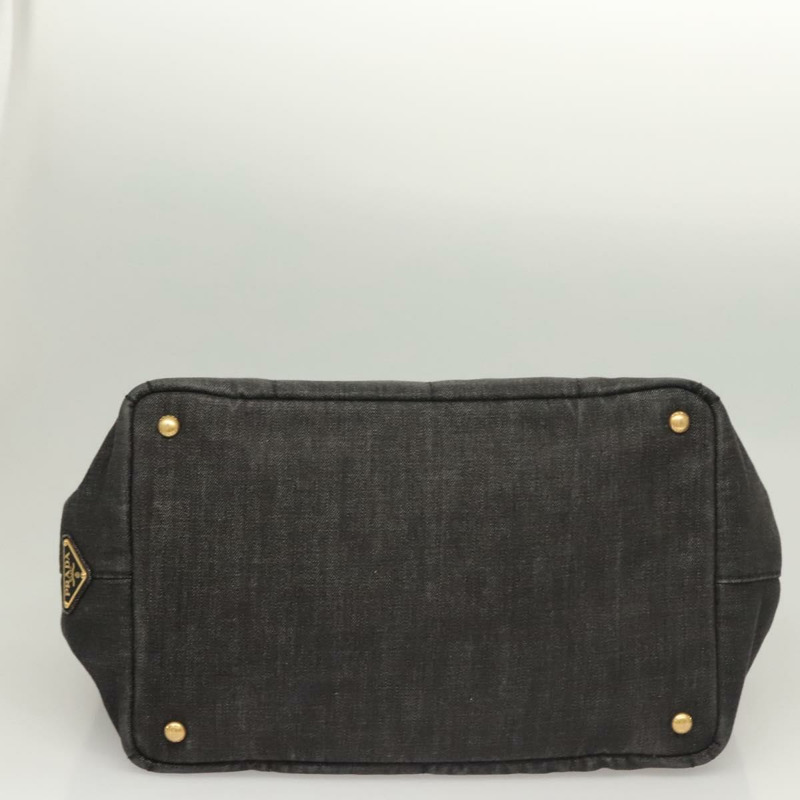 【日本直送】PRADA Canapa 中型手袋 牛仔布 2 款 黑色 金色 正品 PP575V-4