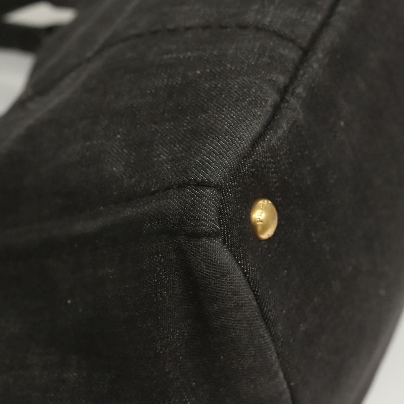 【日本直送】PRADA Canapa 中型手袋 牛仔布 2 款 黑色 金色 正品 PP575V-8