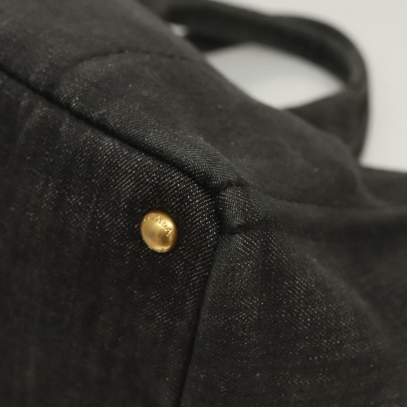 【日本直送】PRADA Canapa 中型手袋 牛仔布 2 款 黑色 金色 正品 PP575V-13