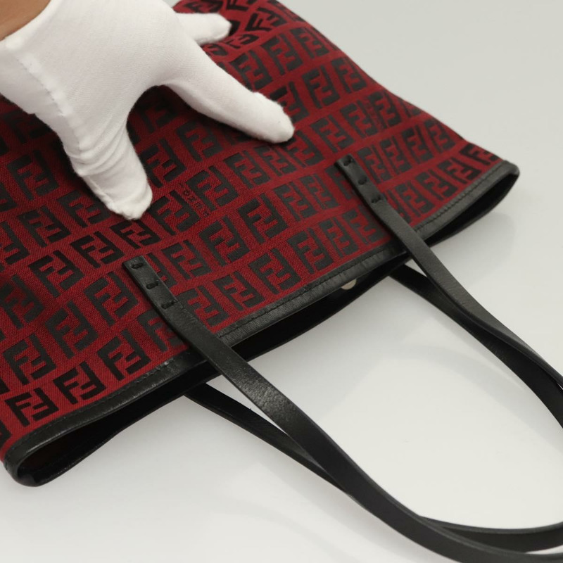 【日本直送】FENDI Zucchino帆布手提包 紅色銀色 正品 124864V-5