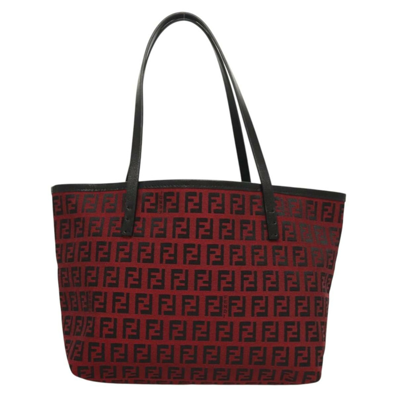【日本直送】FENDI Zucchino帆布手提包 紅色銀色 正品 124864V-12