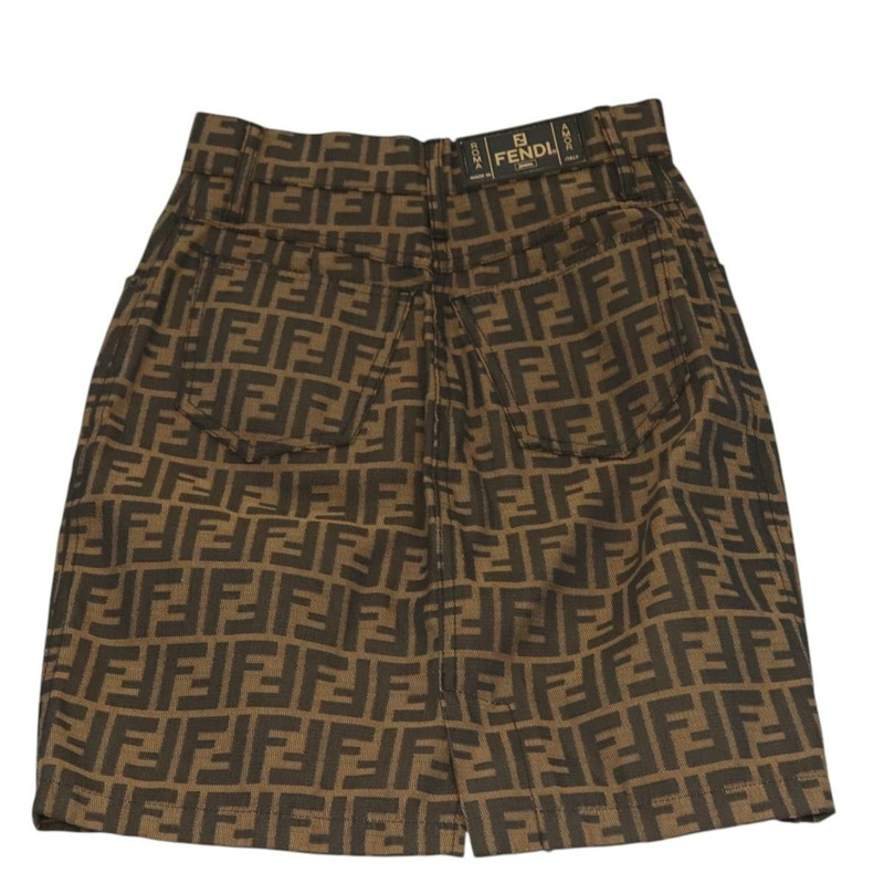 【日本直送】FENDI Zucca 帆布半身裙 黑棕色 正品 126349V-1