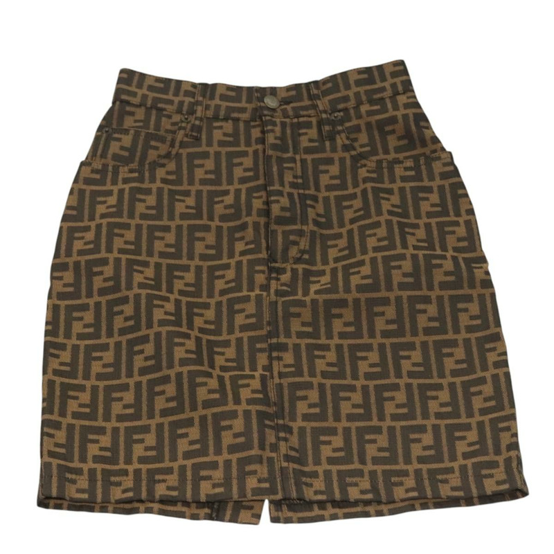 【日本直送】FENDI Zucca 帆布半身裙 黑棕色 正品 126349V-12