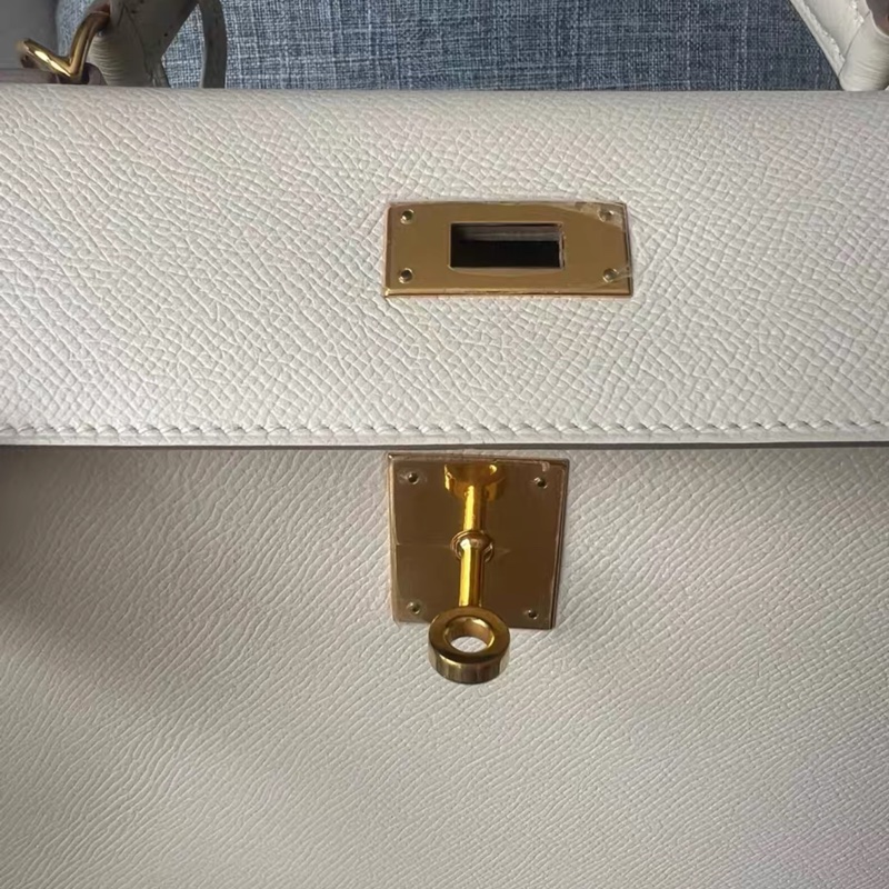 99新 奶昔白hermes kelly 28cm Epsom 金扣 X刻 整體狀態還非常好哦!-3