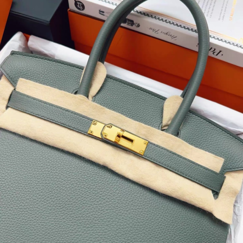 Hermes愛馬仕birkin30，63號杏仁綠，金扣，togo皮，D刻，基本全新，配件齊全-1