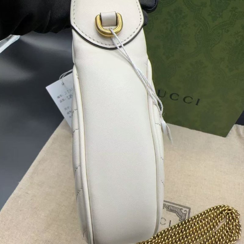 GUCCI 白色月亮包 hobo 有鍊條可斜背 21.5x5x11cm 配件盒子塵袋購證 全新-5