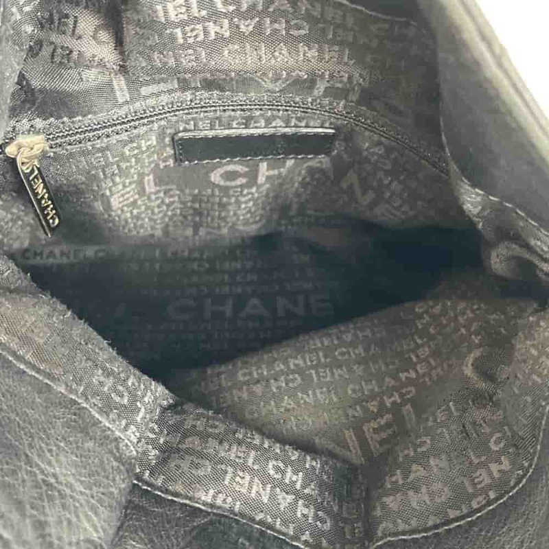 Chanel • 稀有爆款黑銀羊皮銀杆吊墜Hobo包 小號-10