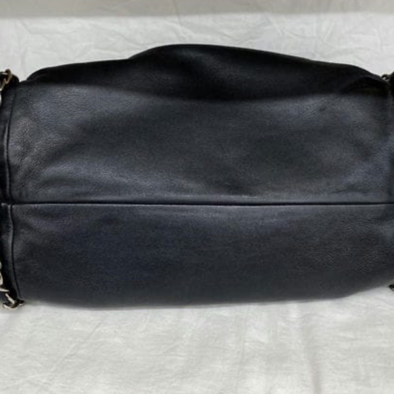 Chanel • 稀有黑銀皺褶滾邊鏈條吊墜Hobo包-9