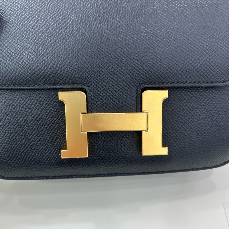 愛馬仕 迷你康康 黑金 Epsom皮 B刻 有鏡子 Hermes Mini Constance 19 with Mirror Noir Epsom leather GHW Stamp B-17
