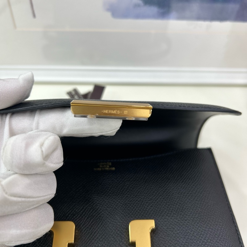 愛馬仕 迷你康康 黑金 Epsom皮 B刻 有鏡子 Hermes Mini Constance 19 with Mirror Noir Epsom leather GHW Stamp B-18
