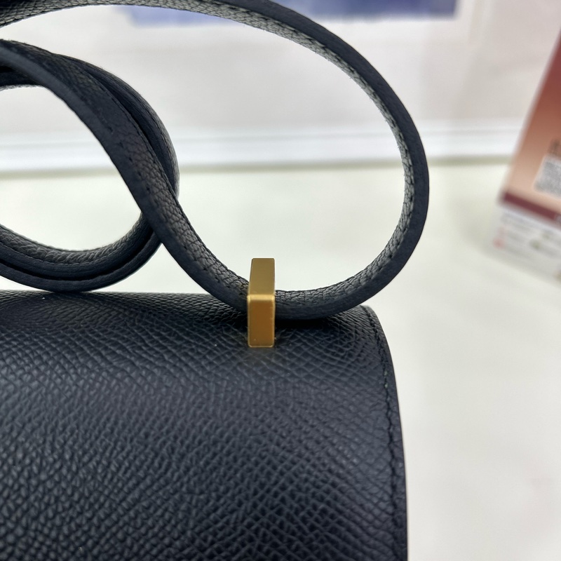 愛馬仕 迷你康康 黑金 Epsom皮 B刻 有鏡子 Hermes Mini Constance 19 with Mirror Noir Epsom leather GHW Stamp B-20