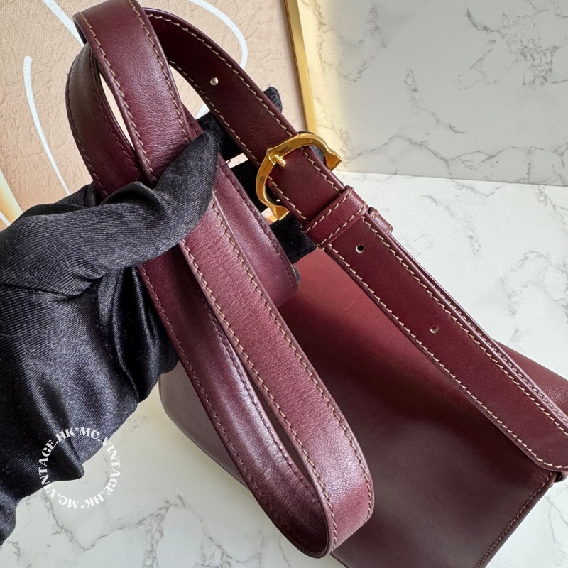 Cartier Vintage Shoulder Bag 中古 波爾多酒紅 肩背包 斜挎包-22