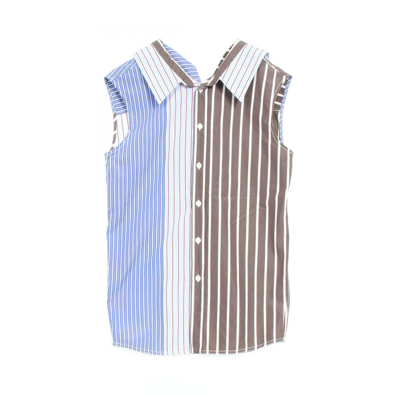 MARNI 無袖襯衫，純棉材質，藍棕色多色，38 碼，二手女款-0