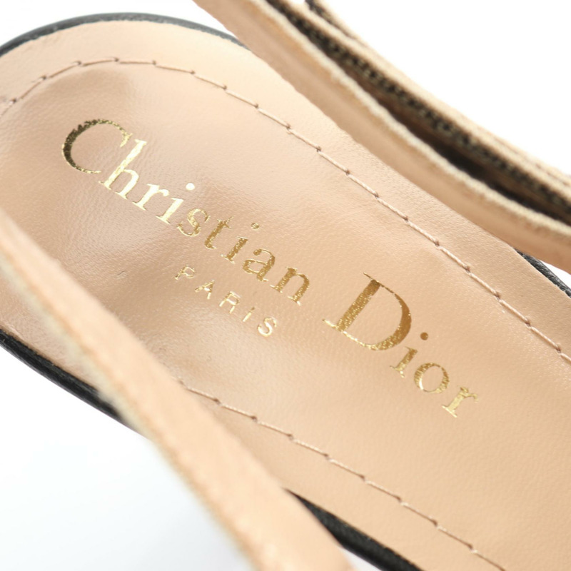 Christian Dior J'Adior 露跟高跟鞋涼鞋高跟鞋帆布黑 #36.5 二手-4