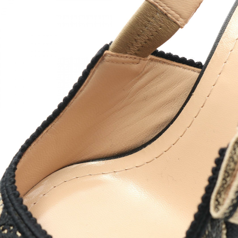 Christian Dior J'Adior 露跟高跟鞋涼鞋高跟鞋帆布黑 #36.5 二手-7
