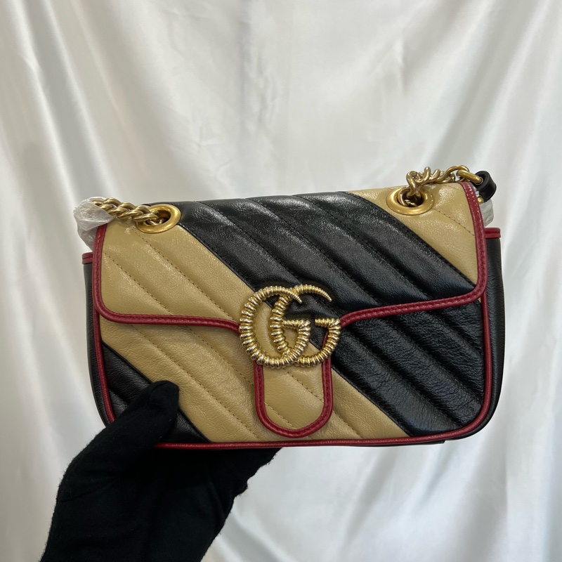 GUCCI 拚色Marmont掀蓋22cm-1