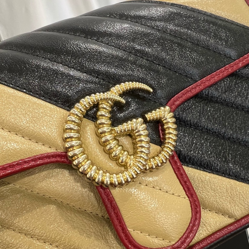 GUCCI 拚色Marmont掀蓋22cm-6
