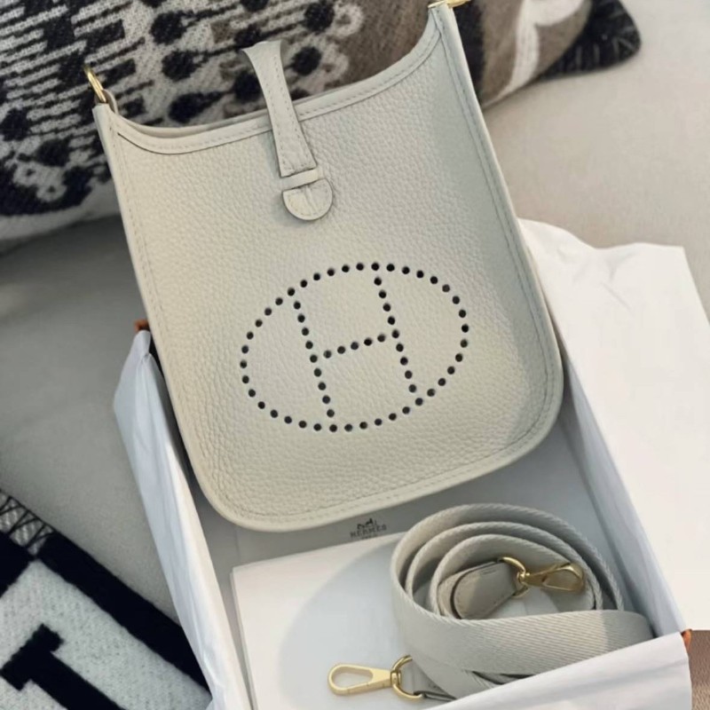 愛馬仕 mini Evelyne 冰川白金釦-0