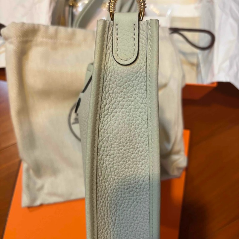 愛馬仕 mini Evelyne 冰川白金釦-4