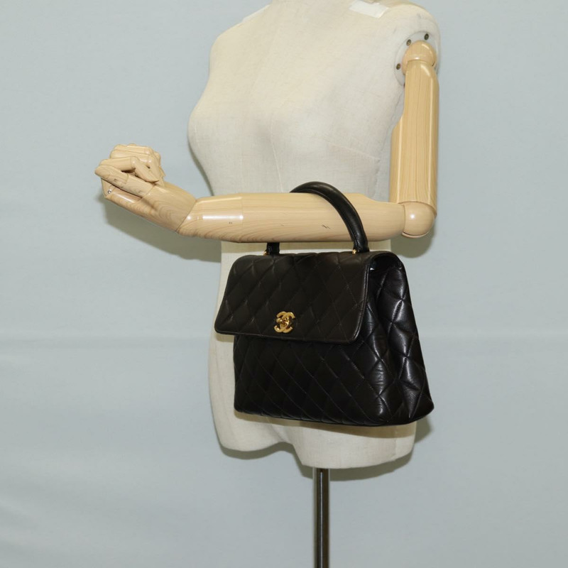 【日本直送】香奈兒 Matelasse 手提包 小羊皮 黑金 CC 正品 PP560V-24
