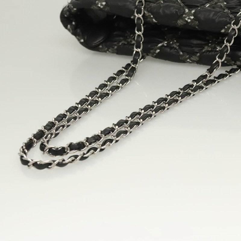 【日本直送】香奈兒 (CHANEL) 巴黎拜占庭風格尼龍肩背包，黑色銀色雙C標誌，正品 BD2076-6