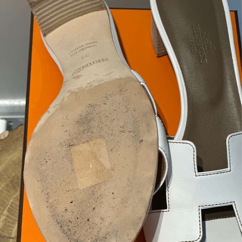 Hermes OranH字低跟涼鞋39號-4
