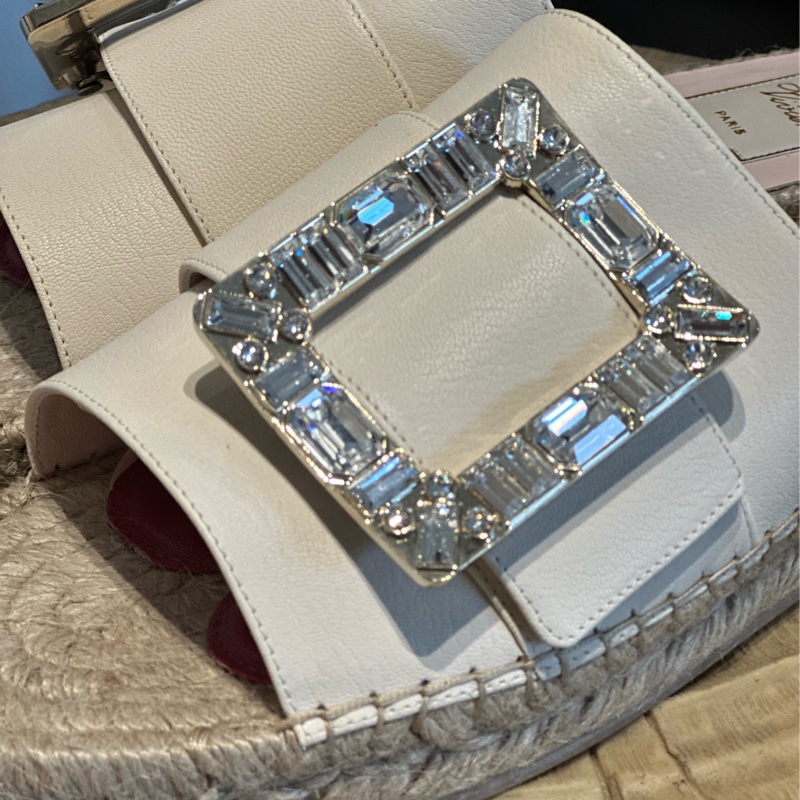 Roger Vivier 方鑽草編涼鞋39號-6