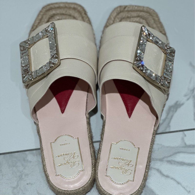Roger Vivier 方鑽草編涼鞋39號-7