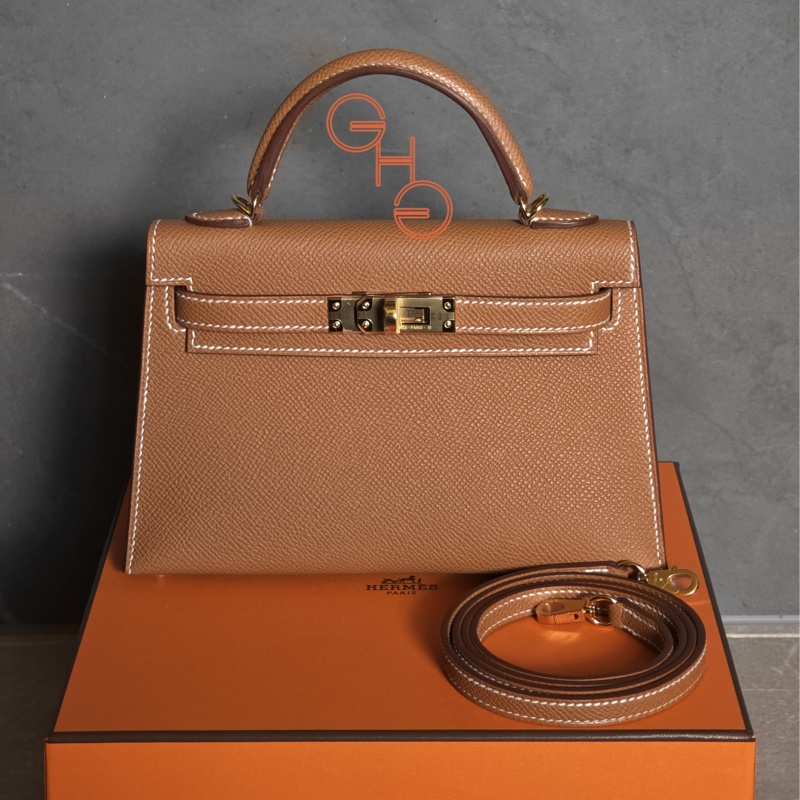 愛馬仕迷你凱莉2 / Mini kelly 2 / 金棕37/ 金扣/ Epsom /W (全新）-1