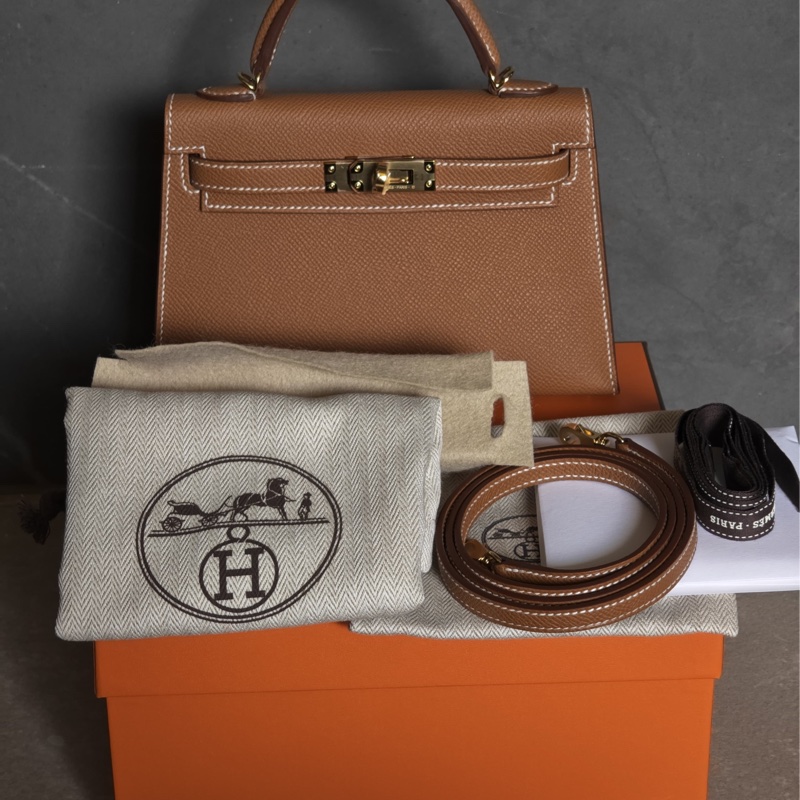 愛馬仕迷你凱莉2 / Mini kelly 2 / 金棕37/ 金扣/ Epsom /W (全新）-2