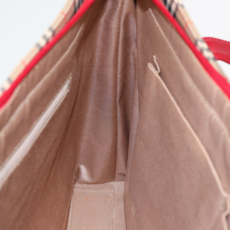 【日本直送】BURBERRY Nova 格紋手提包 帆布 米紅色 正品 82269-19