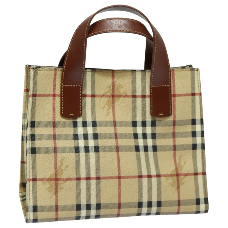【日本直送】BURBERRY Nova 格紋手提包 PVC 皮革 米色 正品 yk13701-0