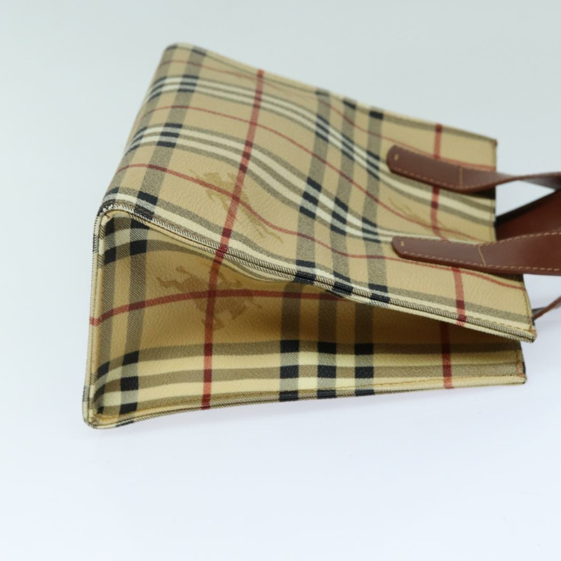 【日本直送】BURBERRY Nova 格紋手提包 PVC 皮革 米色 正品 yk13701-2