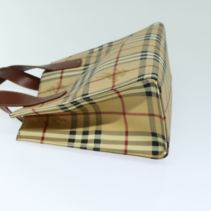 【日本直送】BURBERRY Nova 格紋手提包 PVC 皮革 米色 正品 yk13701-3