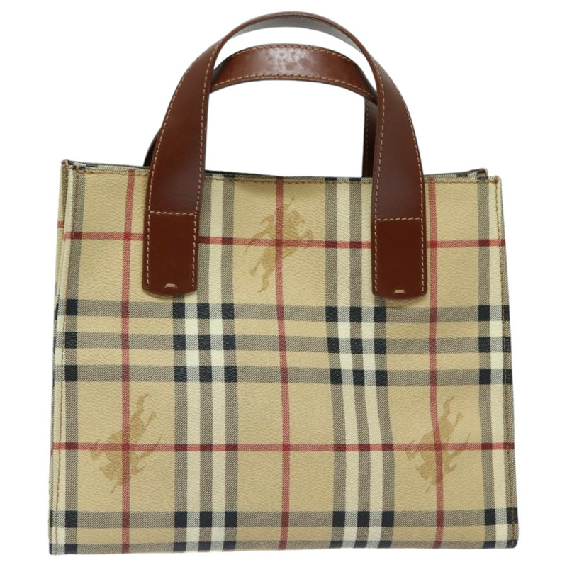 【日本直送】BURBERRY Nova 格紋手提包 PVC 皮革 米色 正品 yk13701-12