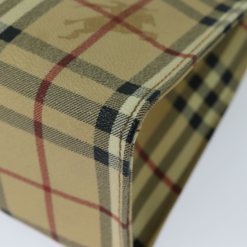 【日本直送】BURBERRY Nova 格紋手提包 PVC 皮革 米色 正品 yk13701-14
