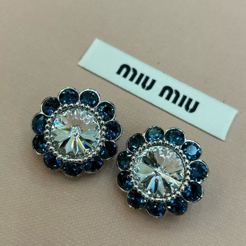 MIUMIU水鑽花朵耳夾 戴沒幾次很新-0