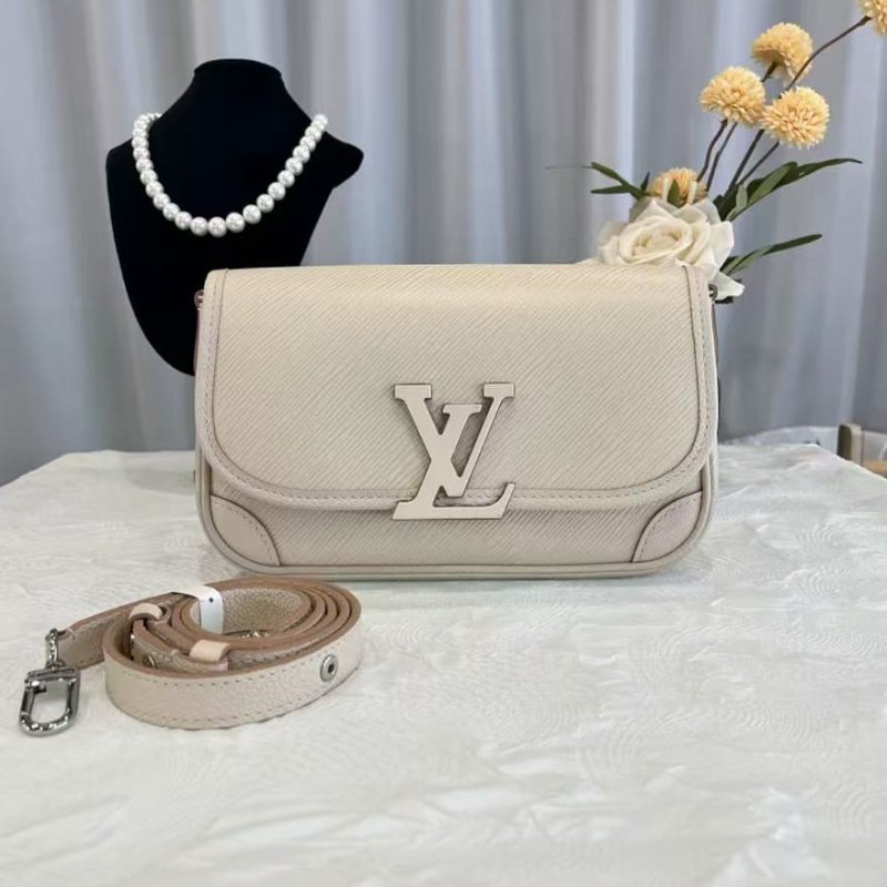 LV BUCI 奶白色水波紋 法棍包 芯片款 99新 24.5*15.5*9 配件塵袋-7