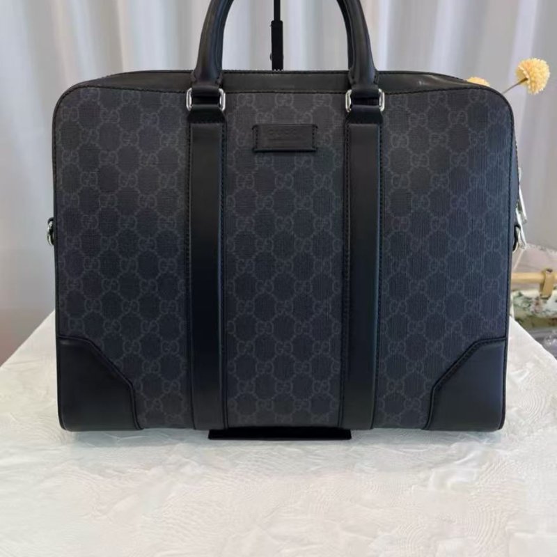Gucci 黑色老花手提斜背公事包黑標 99新 36*28*7-0
