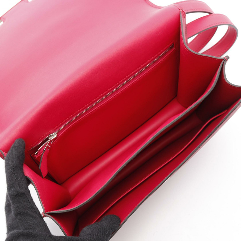 HERMES Constance 3 24 肩背包 Z Toile H Berline Swift 米色玫瑰色震撼-2