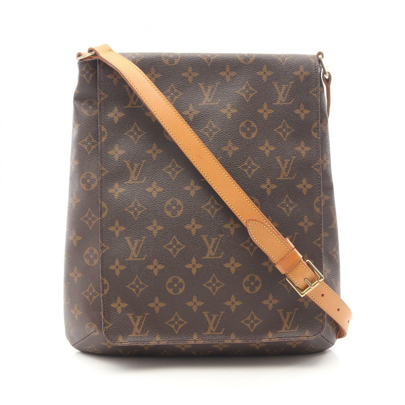 LOUIS VUITTON Musette 單肩斜背包 M51256 Monogram 皮革 棕色 二手-0