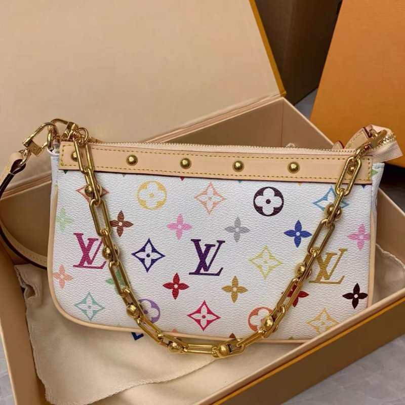 4月購證全新Lv 麻將包 村上隆聯名白三彩-3