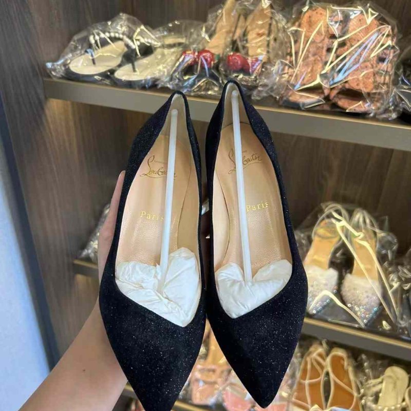 Christian louboutin 紅底鞋高跟鞋 全新37號 高度適中 黑色百搭-0
