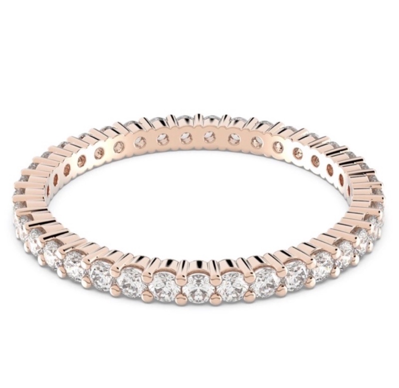 （七夕優惠）專櫃正品SWAROVSKI 玫瑰金線戒 尺寸52號 95新-0