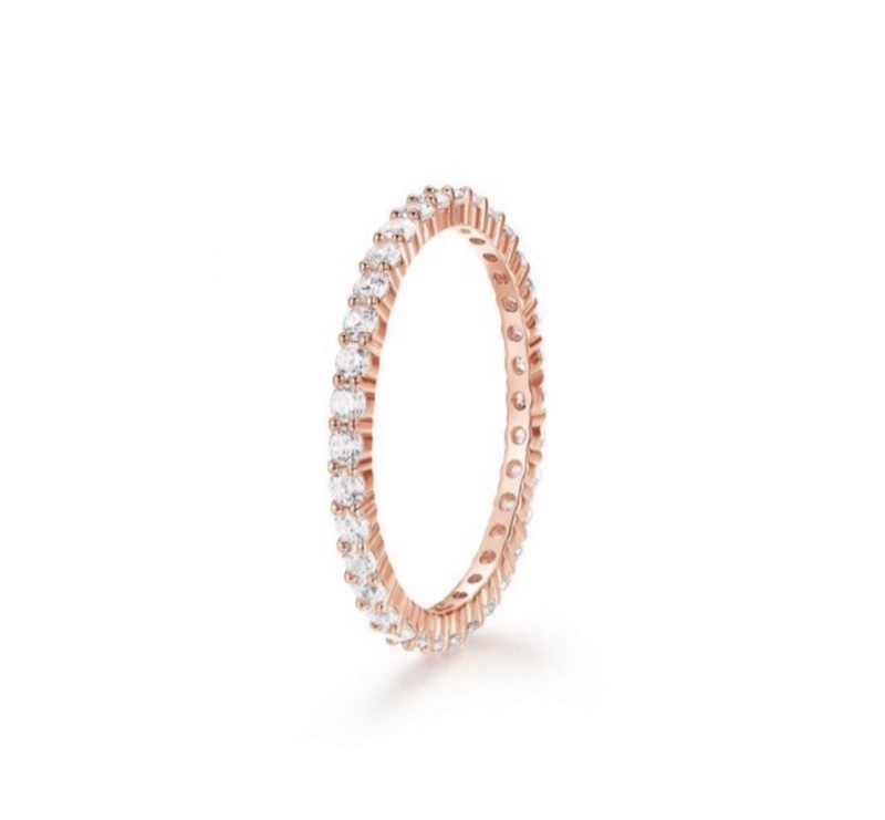 （七夕優惠）專櫃正品SWAROVSKI 玫瑰金線戒 尺寸52號 95新-1