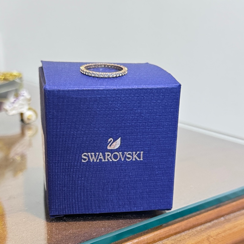 （七夕優惠）專櫃正品SWAROVSKI 玫瑰金線戒 尺寸52號 95新-3