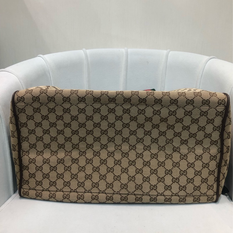 Gucci 布面經典老花 紅綠布帶 旅行袋 XB391-4
