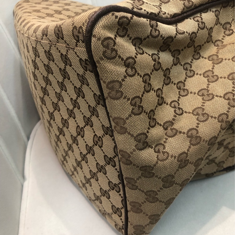 Gucci 布面經典老花 紅綠布帶 旅行袋 XB391-13