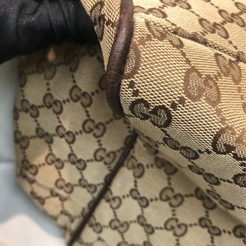 Gucci 布面經典老花 紅綠布帶 旅行袋 XB391-17